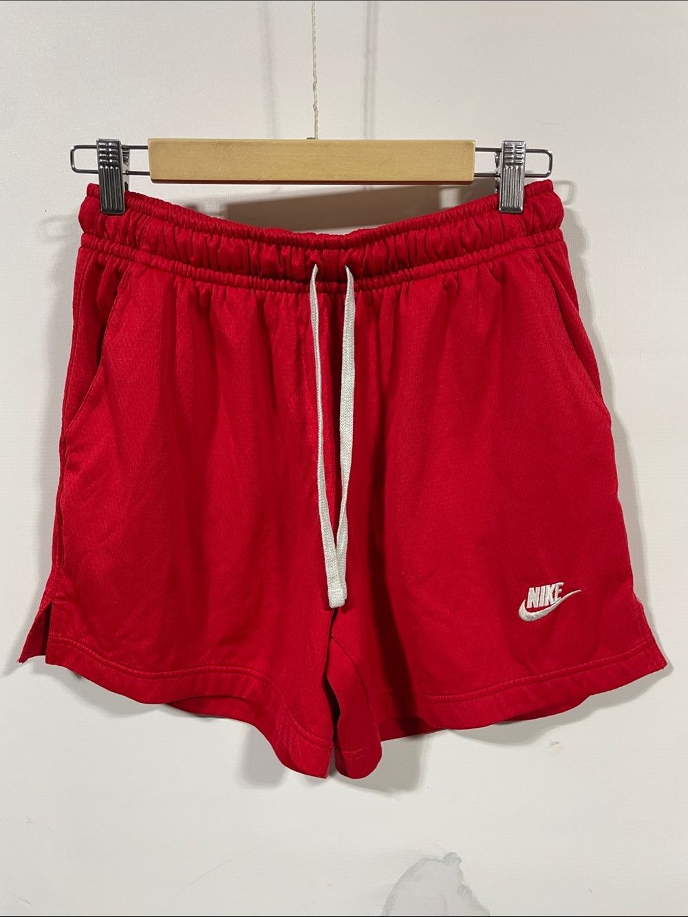 Nike Red Athletic Shorts with White Drawstring